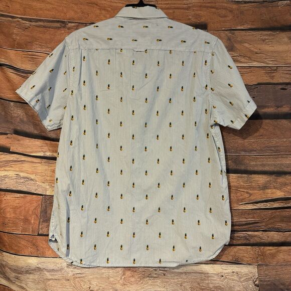 Denim & Flower Ricky Singh Mens L Pineapple Pinstripe Button Down Shirt Casual - Picture 4 of 6